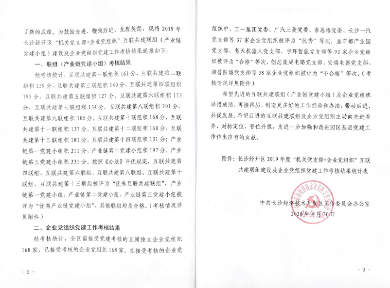 打造混合所有制企业党建标杆 ——开云kaiyun网页版官网_开云kaiyun（中国）智能党委获评2019年长沙经开区企业党组织党建工作考核“优秀”等