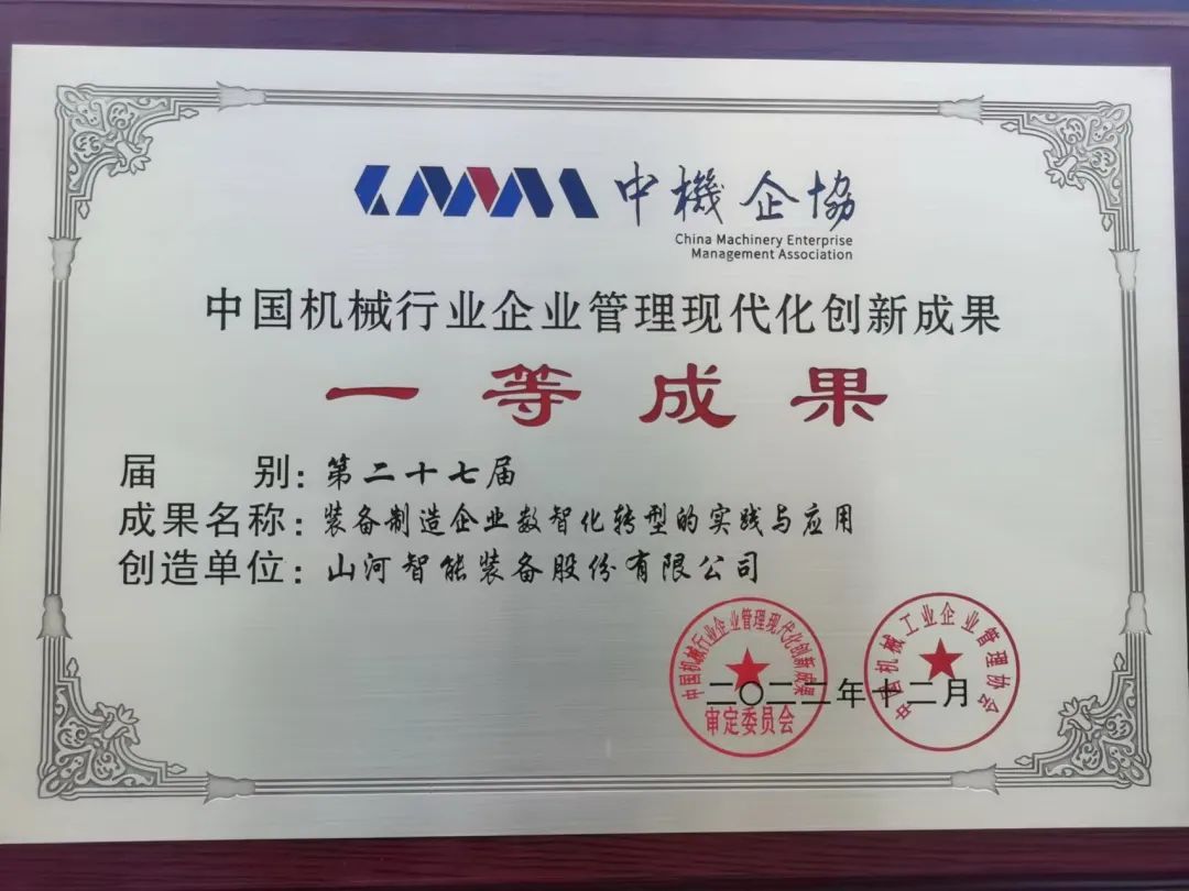 厉害！开云kaiyun网页版官网_开云kaiyun（中国）智能喜获第二十七届中国机械行业企业管理现代化创新成果一等奖