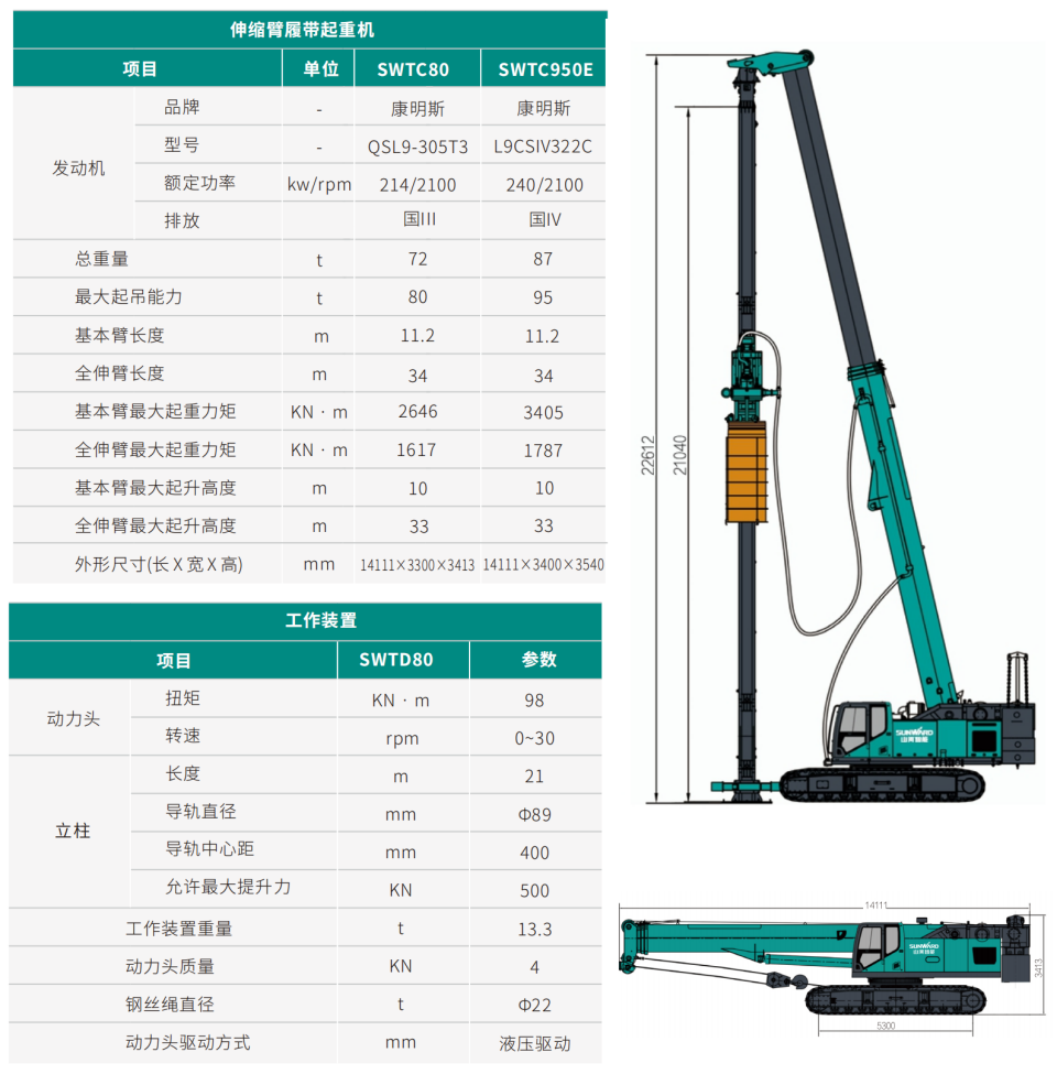 SWTC80 伸缩臂履带起重机